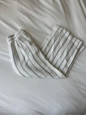 Madewell White & Blue Striped Gauze Wide Leg Pants – Size XXS